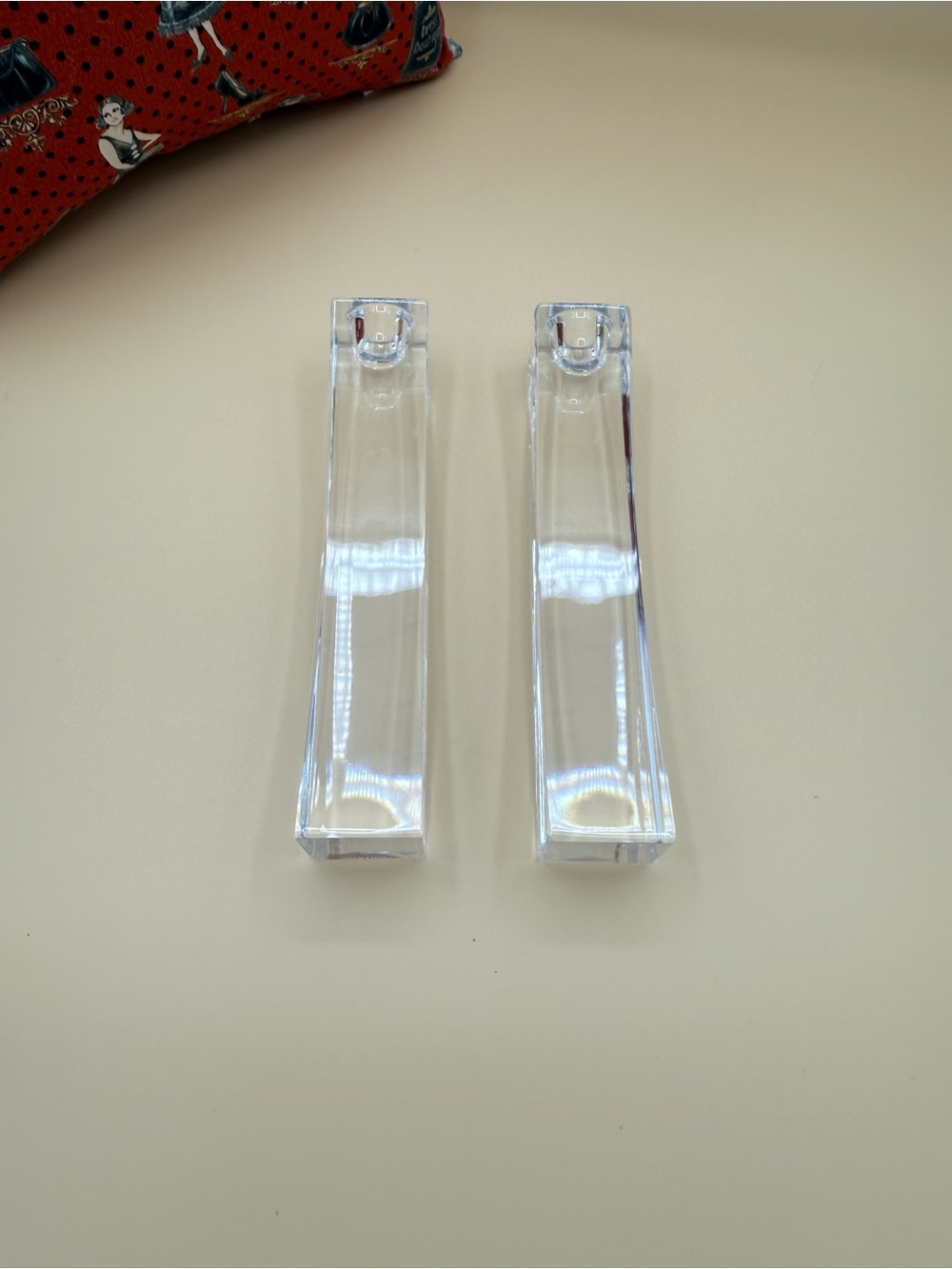 Vintage Nambe Kissing Crystal Candlesticks Model #5103 Karim Rashid Design 1999